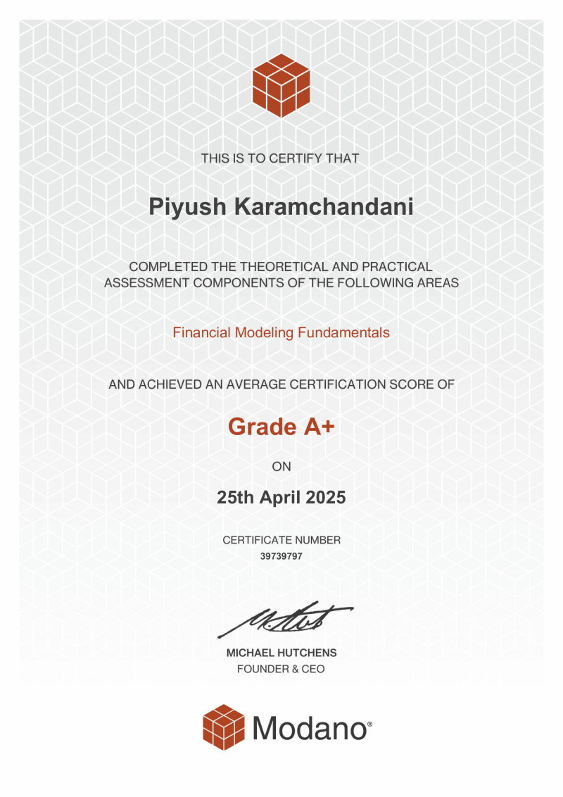 Modano Financial Modeling Certification #39739797